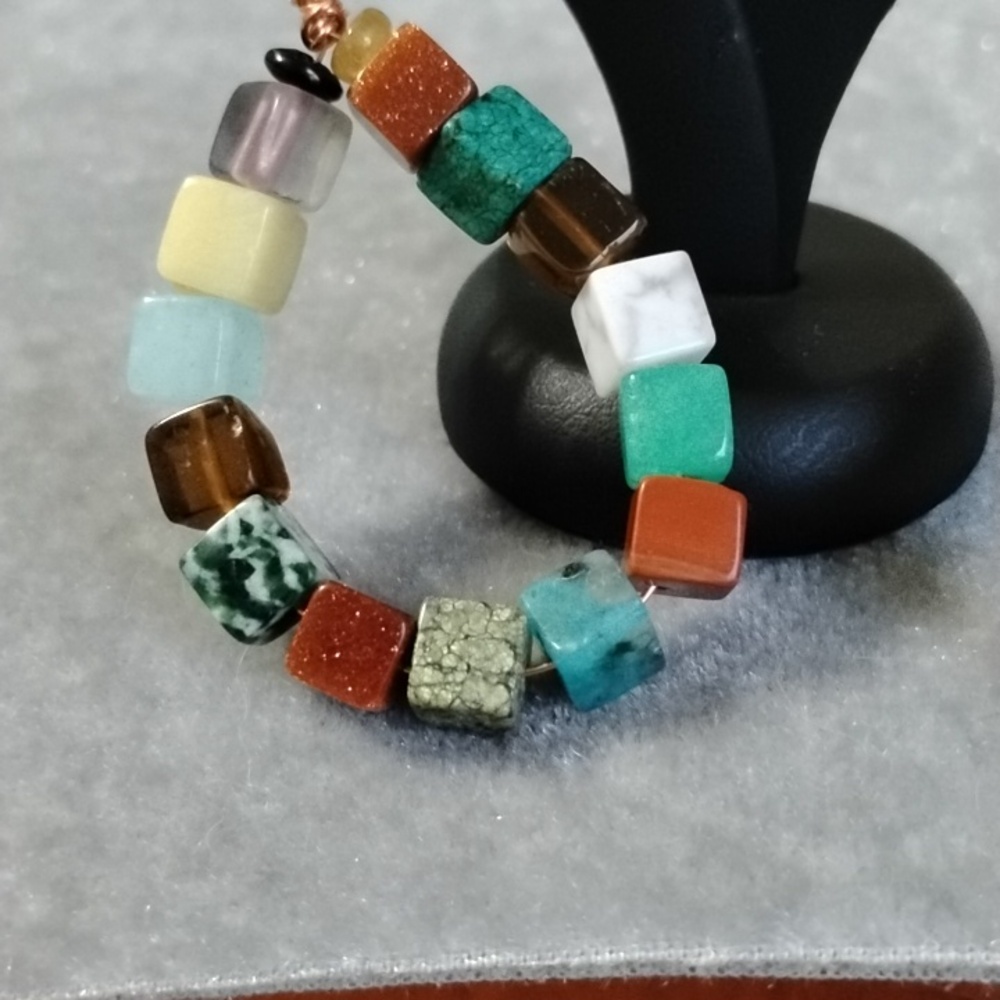 Hand Crafted Colorful Beaded Wired Hoop Earrings - Picture 6 of 7